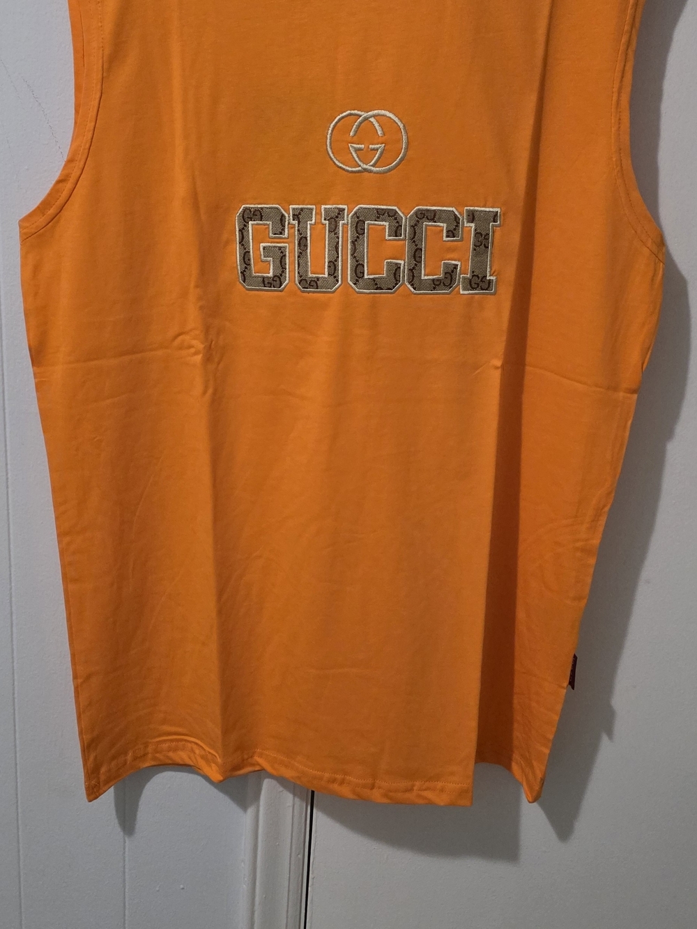 Gucci Orange Sleeveless Logo Tank